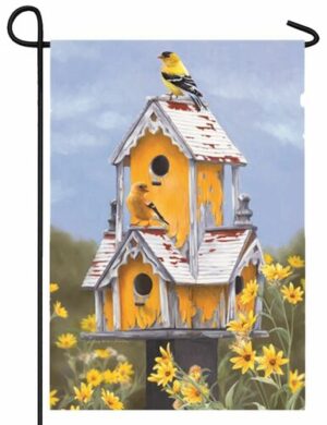 Yellow Birdhouse Garden Flag