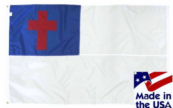 Christian Royal Blue and White Sewn Nylon Flags - 3x5