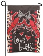 Crawfish Love Bugs Printed Applique Garden Flag