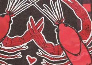 Crawfish Love Bugs Printed Applique Garden Flag Detail 1
