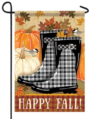 Fall Boots in Plaid Garden Flag