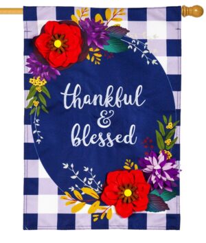 Linen Thankful and Blessed Decorative House Flag