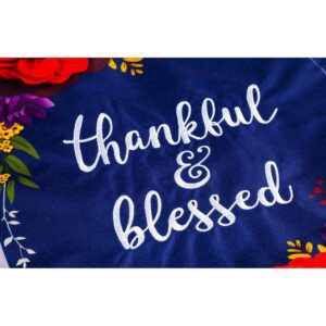 Linen Thankful and Blessed Decorative House Flag Detail 1