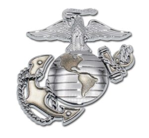 Marines Insignia Premium Chrome Car Emblem with Gold Accent