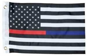 Police and Firefighter Black and White American 12x18 Boat Flag