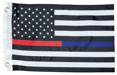 Police and Firefighter Black and White American 12×18 Boat Flag - I ...