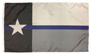 Police Thin Blue Line Black and Gray Texas 3x5 Flag - Printed
