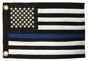 Police Thin Blue Line Black and White American 2-Ply Polyester 12x18 Boat Flag