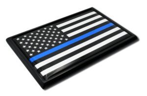Police Thin Blue Line Black and White American Flag Black Car Emblem