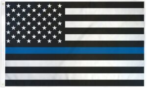 Police Thin Blue Line Black and White American Flags - Printed