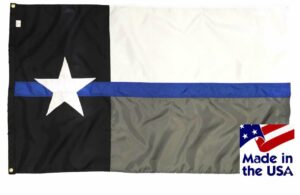 Police Thin Blue Line Black and White Texas Flag 3x5 Sewn Nylon