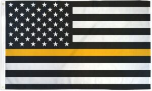 Thin Gold Line Black and White American 3x5 Flag