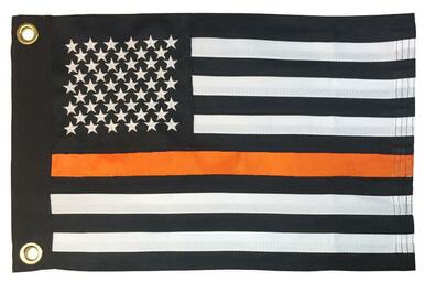 Thin Orange Line Black and White American 2-Ply Polyester 12x18 Boat Flag