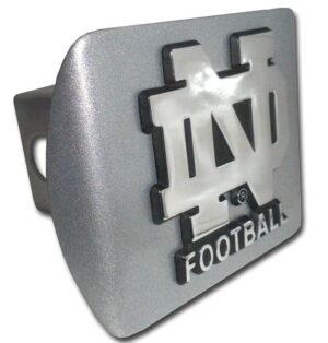 University of Notre Dame Football Brushed Chrome Hitch Cover