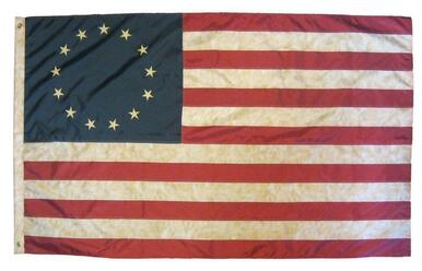 Vintage Antiqued Sewn Nylon 3x5 Betsy Ross Flag