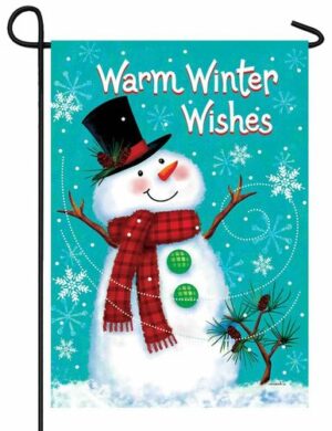 Warm Winter Wishes Snowman Garden Flag