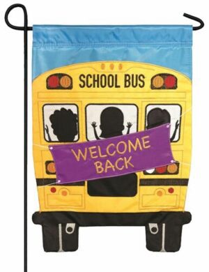 Welcome Back School Bus Double Applique Garden Flag