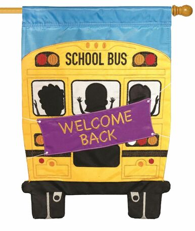 Welcome Back School Bus Double Applique House Flag