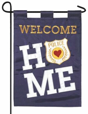 Welcome Home Police Double Applique Garden Flag