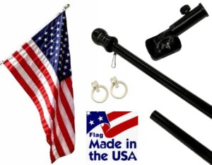 Black 6ft Spinning Pole and Flag Kit with Printed Stars