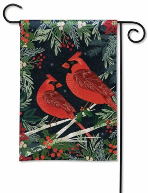 Cardinals and Berries Garden Flag