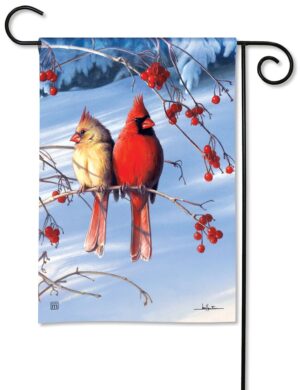 Cardinals in Snow Garden Flag