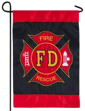 Firefighter Maltese Cross Applique Garden Flag