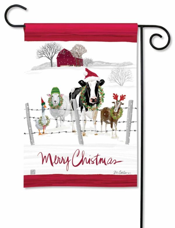 Merry Christmas Farm Animals Garden Flag