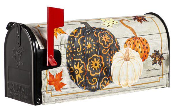 Patterned Pumpkins and Leaves Nylon Mailbox Cover