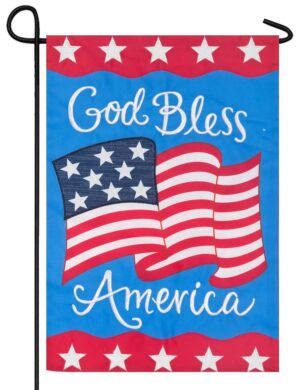 Waving God Bless America Double Applique Garden Flag
