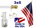 White 6ft Spinning Pole and Flag Kit with Printed Stars