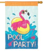 Flamingo Pool Party Double Applique House Flag