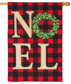 Linen Christmas NOEL Wreath House Flag