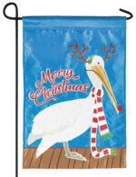 Red Nosed Christmas Pelican Double Applique Garden Flag