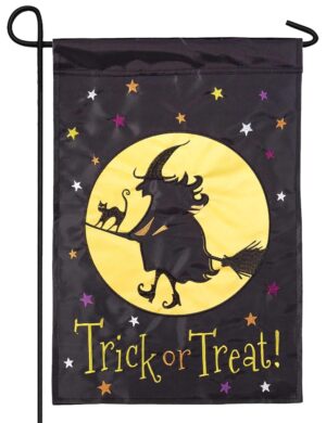 Witch Trick or Treat Double Applique Garden Flag