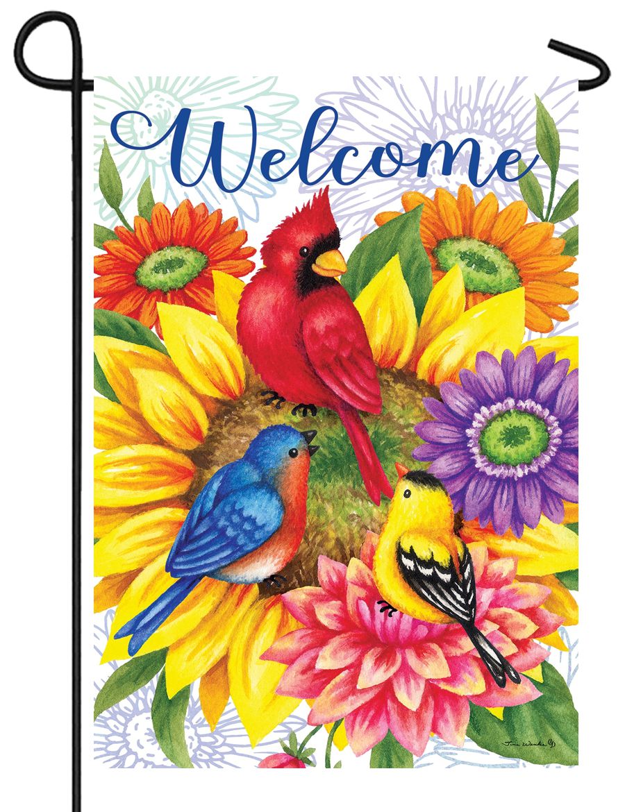 Birds and Flowers Garden Flag I AmEricas Flags