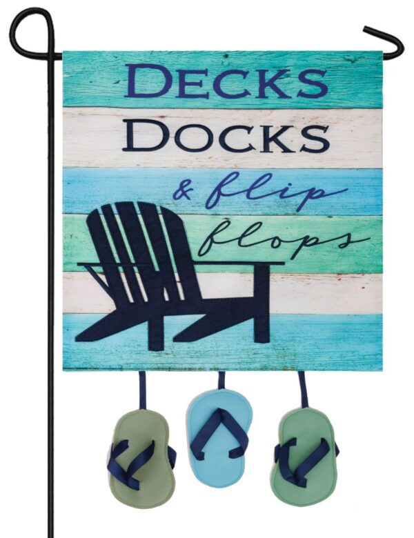 Burlap Decks and Docks Applique Garden Flag