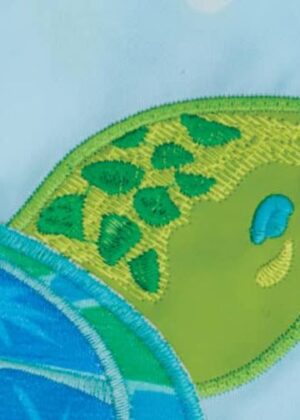 Burlap Turtle Babies Applique Garden Flag Detail 1