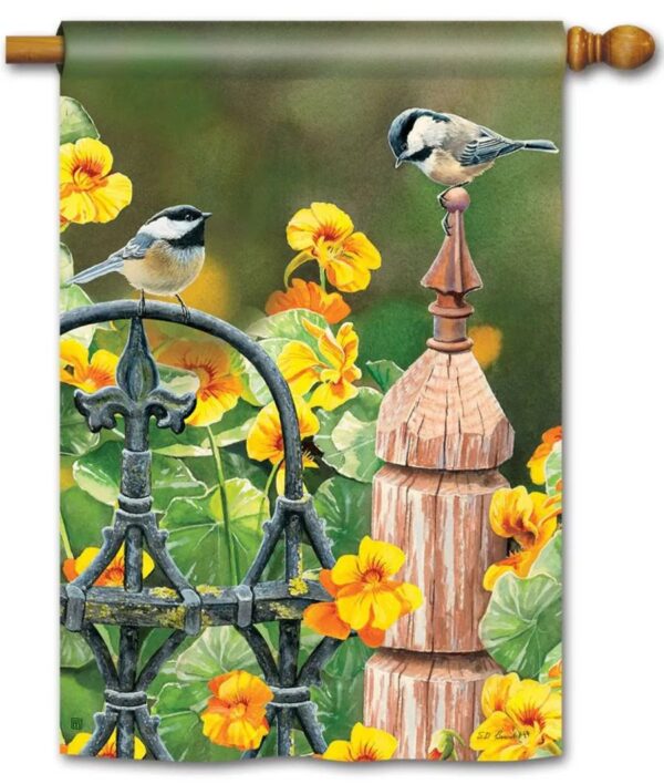 Chickadee Fence Post House Flag