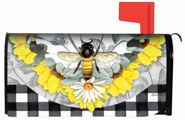 Honeybee and Flowers Nylon Mailbox Cover