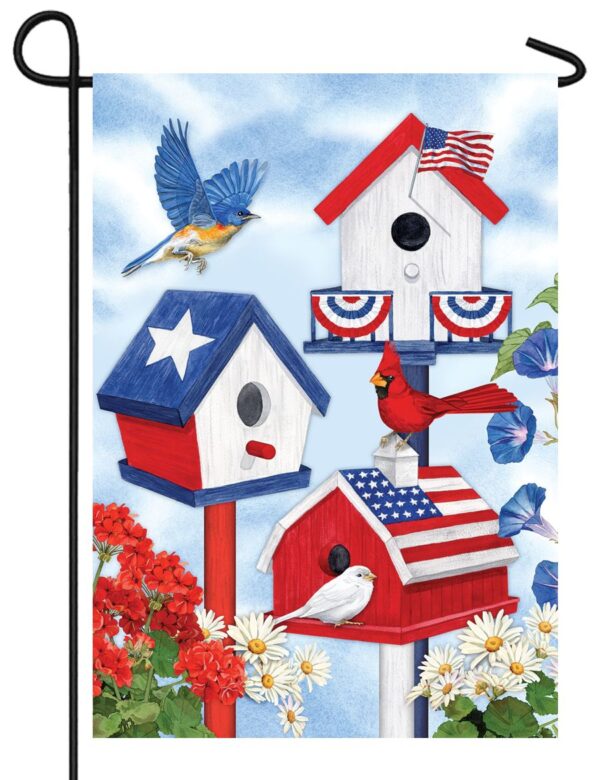 Patriotic Birdhouses Garden Flag