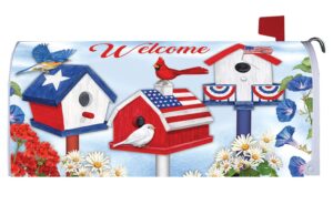 Patriotic Birdhouses Mailbox Cover