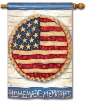Patriotic Cherry and Blueberry Pie House Flag