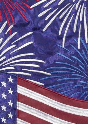 Patriotic Fireworks Double Applique Garden Flag Detail
