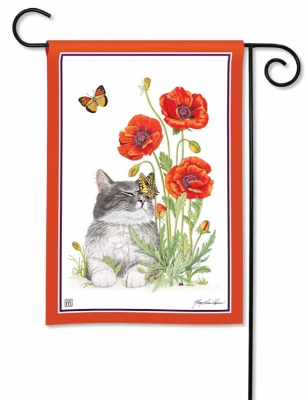 Poppy Cat Garden Flag