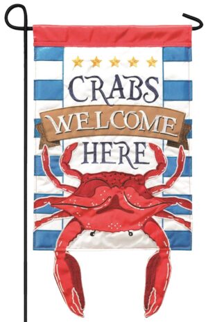 Crazy Legs Crabs Welcome Here Double Applique Garden Flag