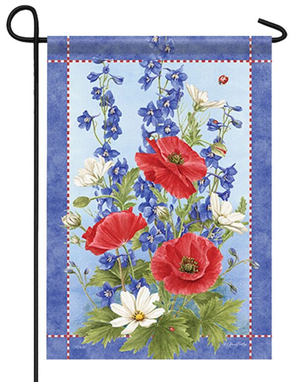 Delphiniums And Poppies Garden Flag
