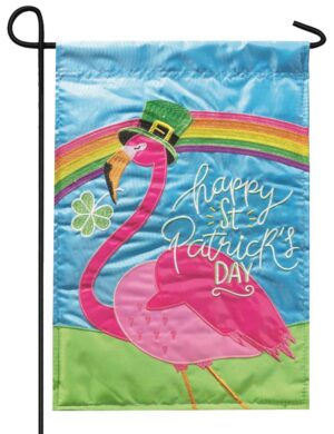 Flamingo St. Patrick's Day Double Applique Garden Flag