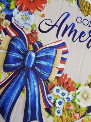 God Bless America Heart Wreath Glitter Garden Flag Detail