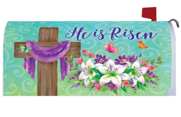 He is Risen Cross Mailbox Cover